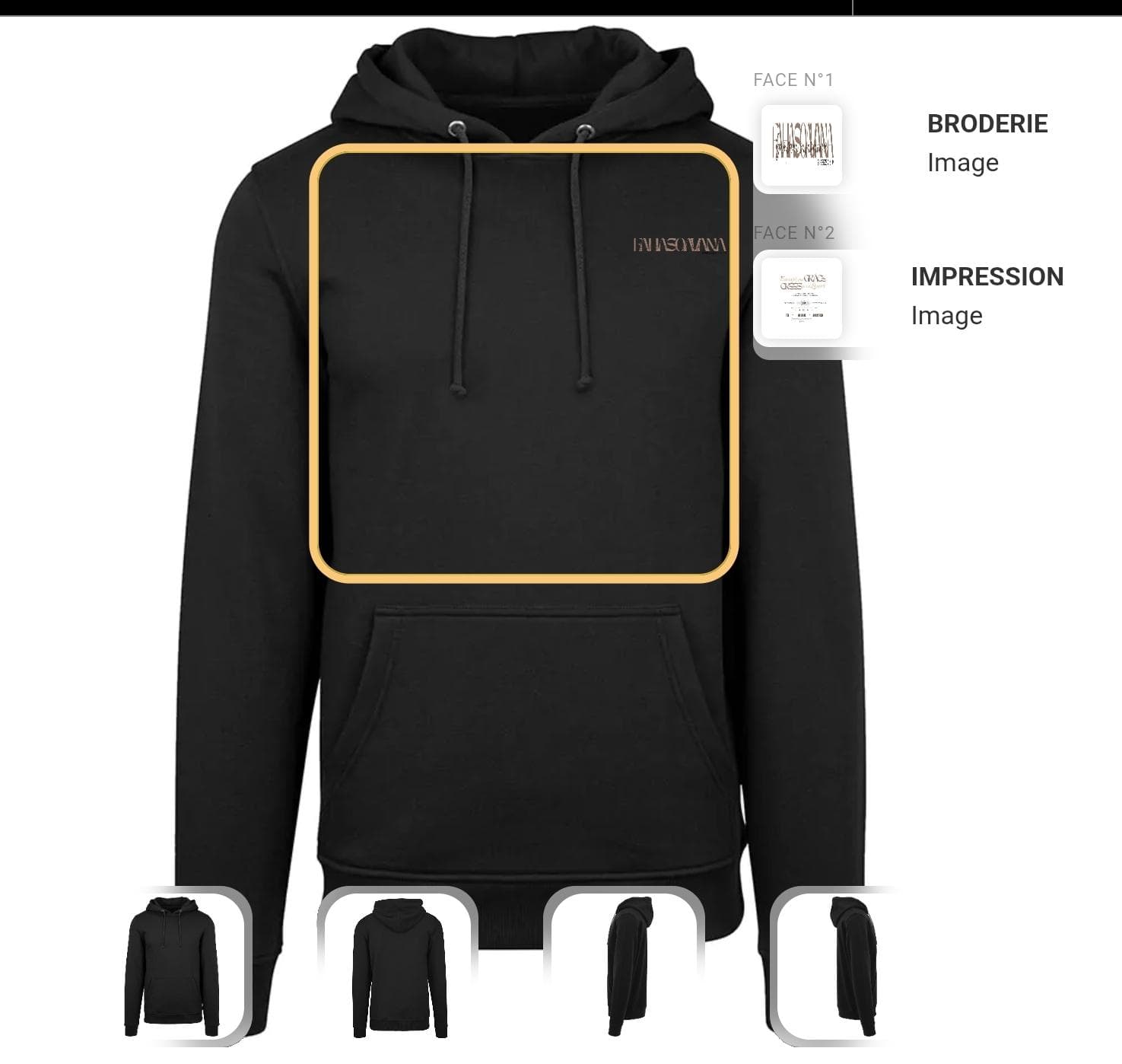 Sweat noir, vue avant