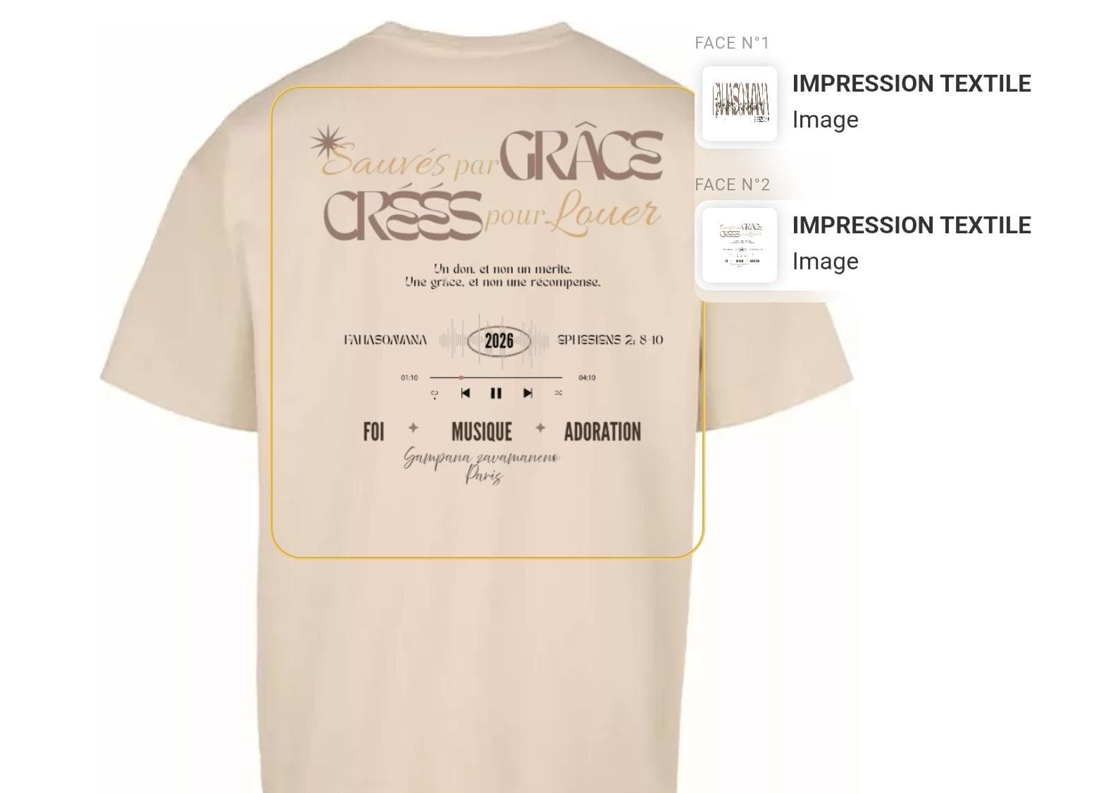 T-shirt beige, vue arrière